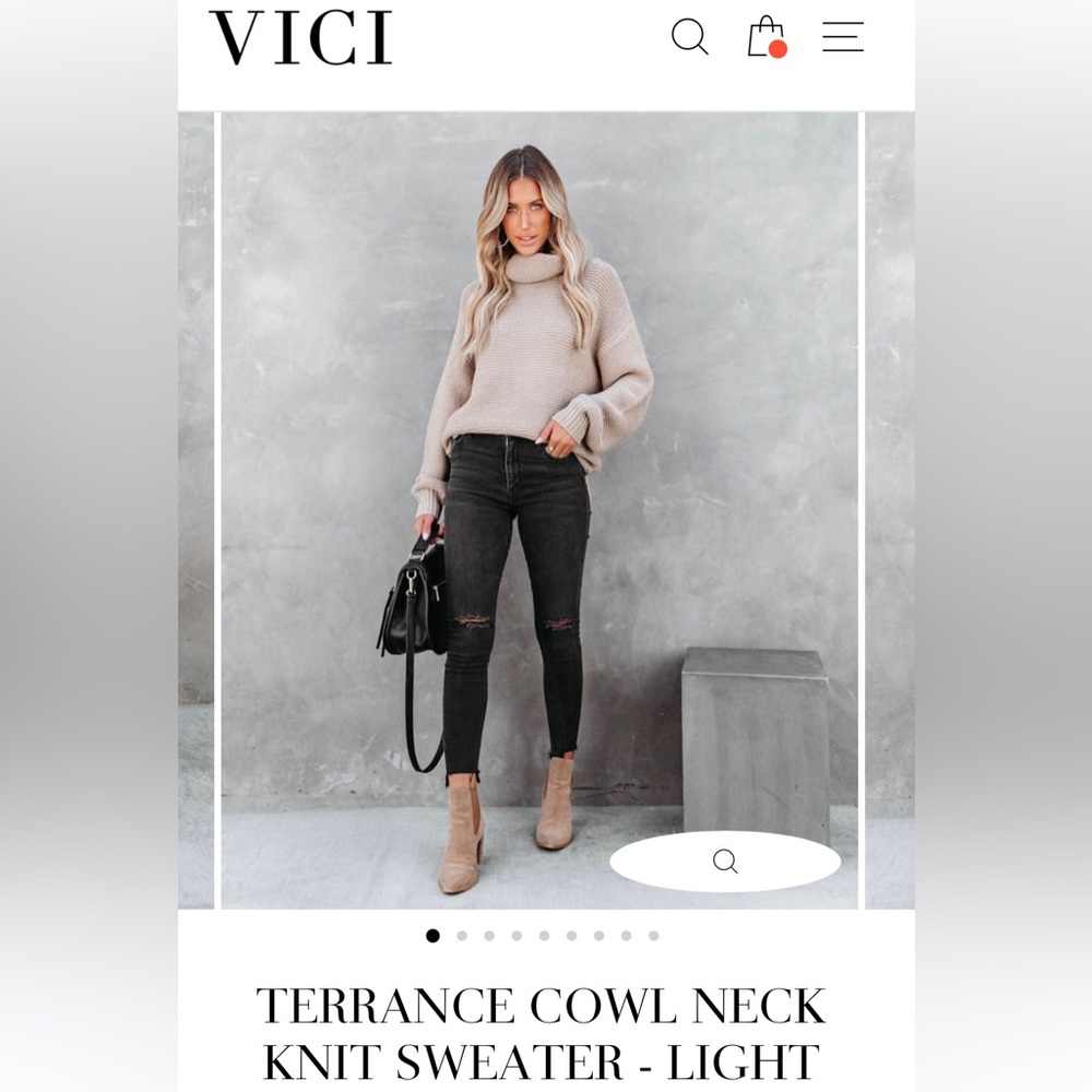 Vici Terrance Cowl Neck Knit Sweater (Light Mocha)
